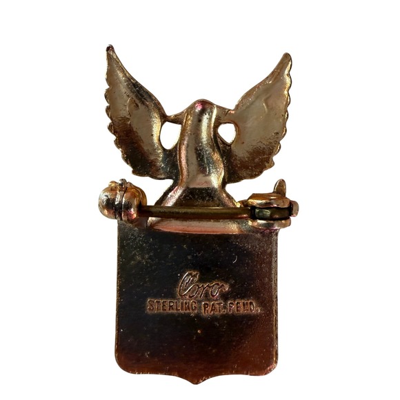 Vintage Coro WWII Sterling Sweetheart Pin Brother In Service Eagle Shield Brooch - Picture 2 of 7